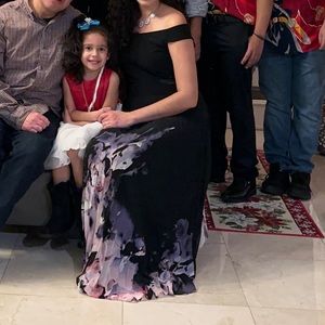 Black and Purple Off-the-Shoulder Maxi Gown for Wedding